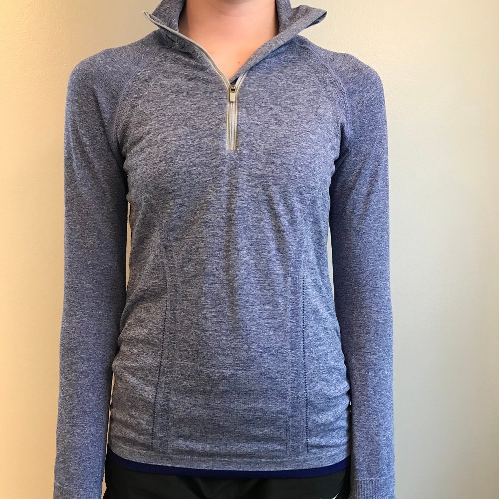 Heather Blue Athleta Fastest Track 1/4 Zip